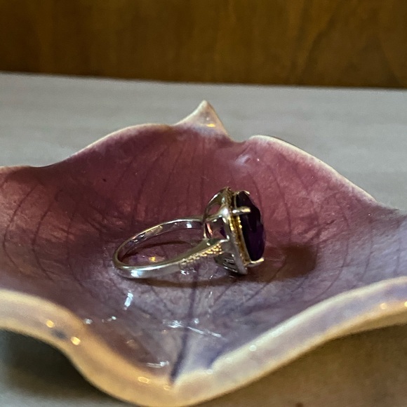 NWOT AFRICAN AMETHYST W ZIRCON STERLING RING - Picture 6 of 10
